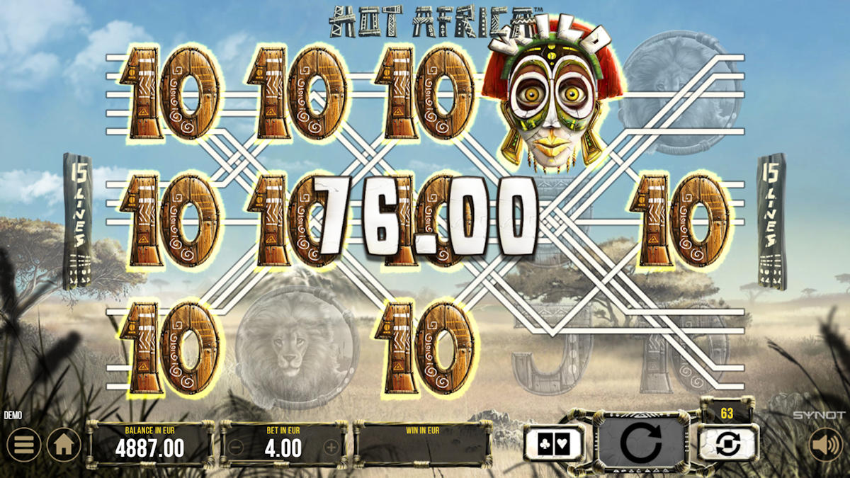 Winning with the Wild symbol on the Hot Africa slot machine