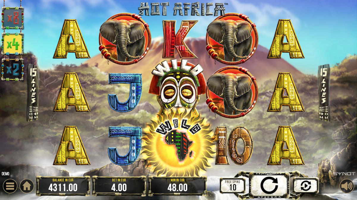 Multiplier in the free spins of the Hot Africa slot machine